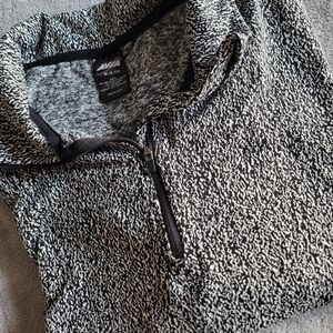 AVIA LADIES GRAY MEDIUM 8/10 PULLOVER 1/4 ZIP EUC HOODIE COMFORT THUMB HOLES